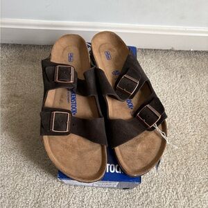 Birkenstock Dark Brown Suede Sandals (Narrow Fit)